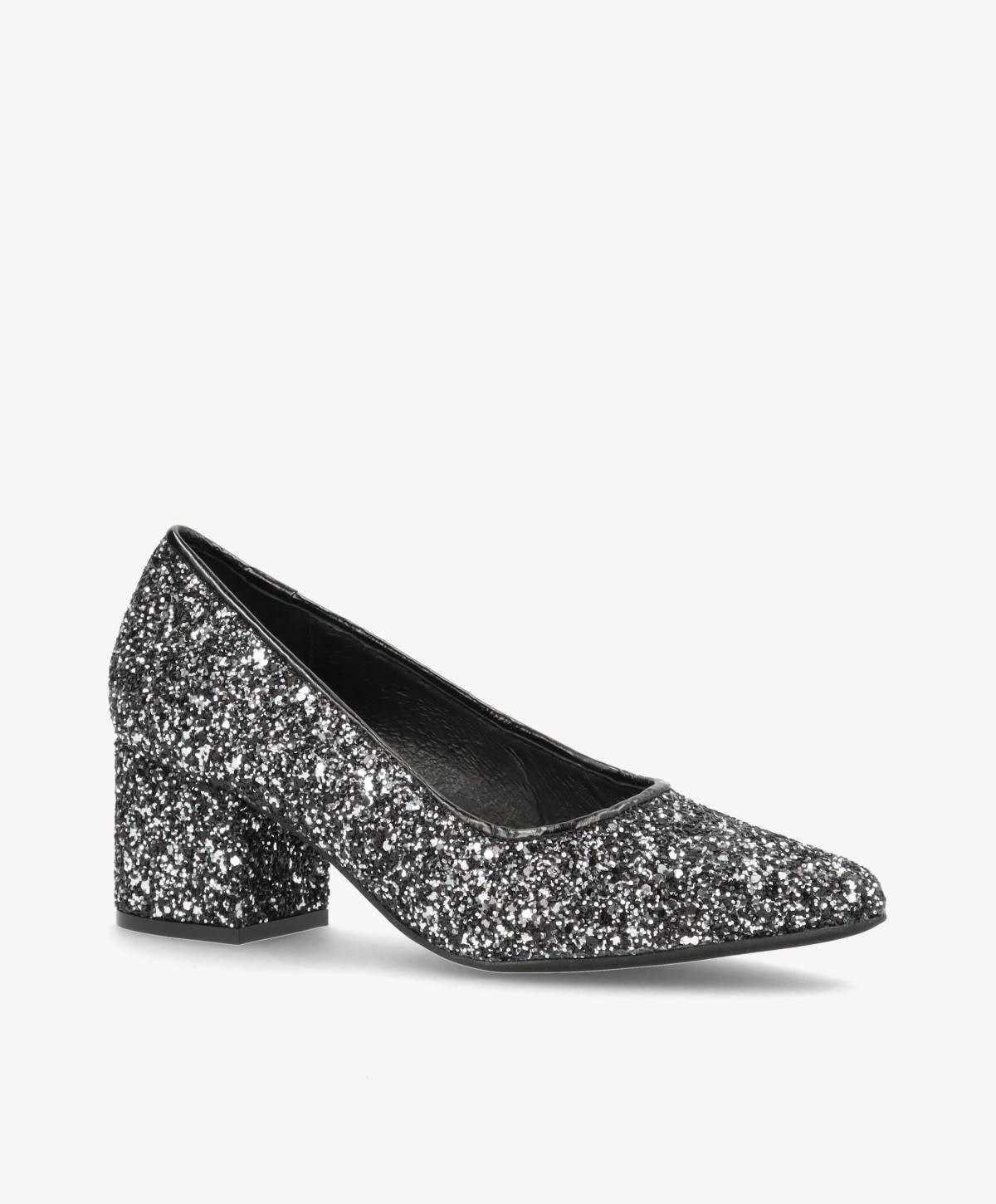 Isabel Sort Sølv Glimmer Pumps Fra Shoedesign Copenhagen -    sko