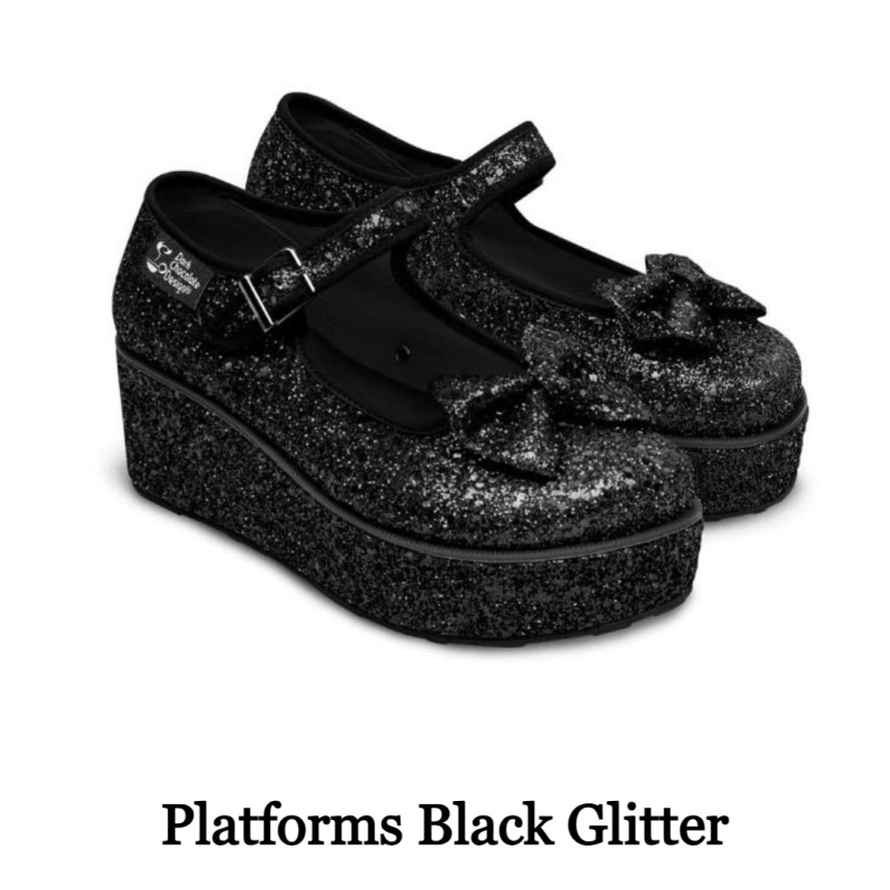 Black Glitter Platform Sko - Sort Female EU37,5 - HCD37 sko