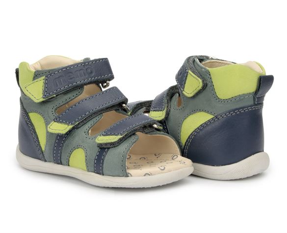 Diego Sandal Petrol Navy Lime Drengesandal Med Ekstra Støtte Fra Memo -    sandal